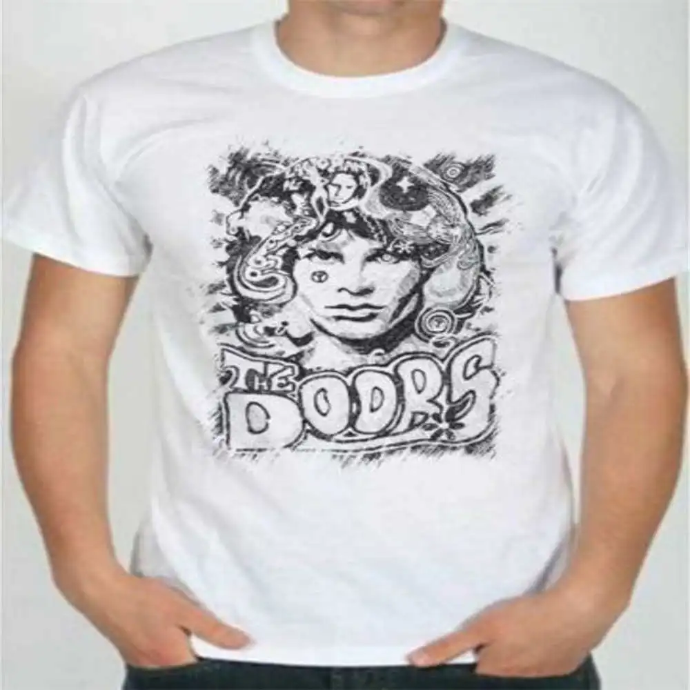 MAGLIA футболка maglietta UOMO ROCK THE DOORS JIM MORRISON BIANCA|Мужские футболки| |
