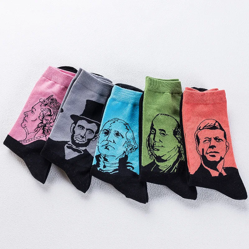Мужские хлопковые носки Осень зима Модные Цветные мужские британский стиль