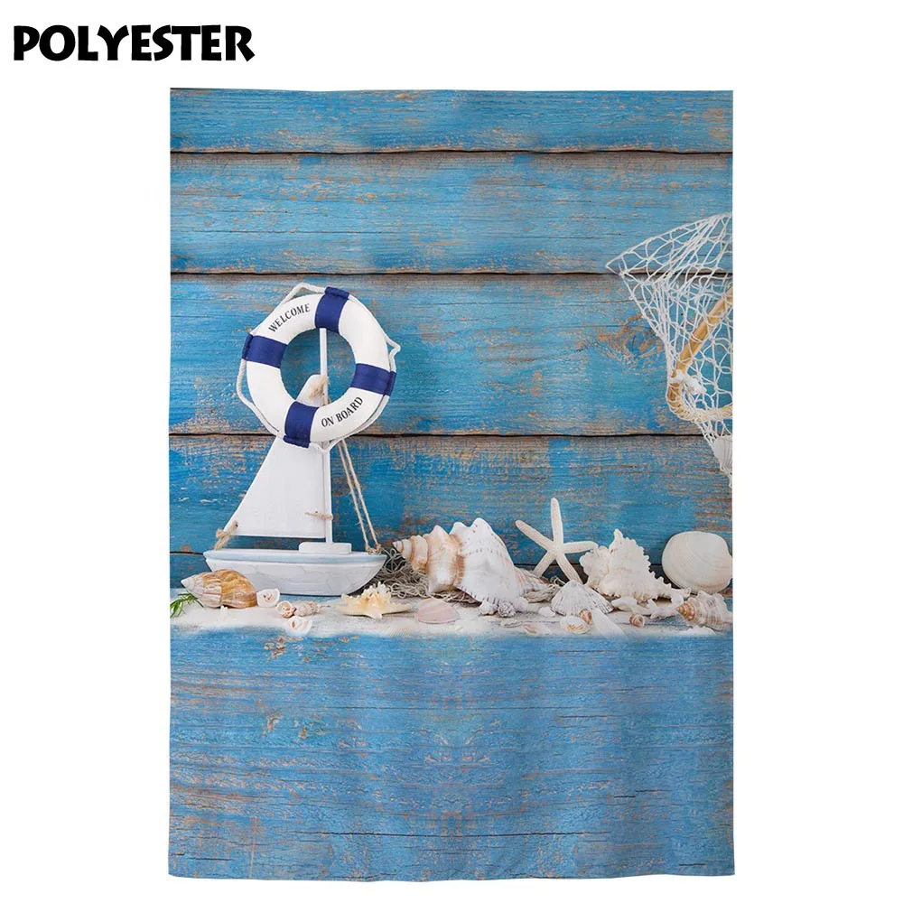 Allenjoy летние фоны темно-синяя деревянная стена лодка раковины Мальчик День