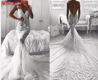 robe de mariage 2019 mermaid wedding dress v neck back transparent with button lace applique court train cap sleeve bridal gown