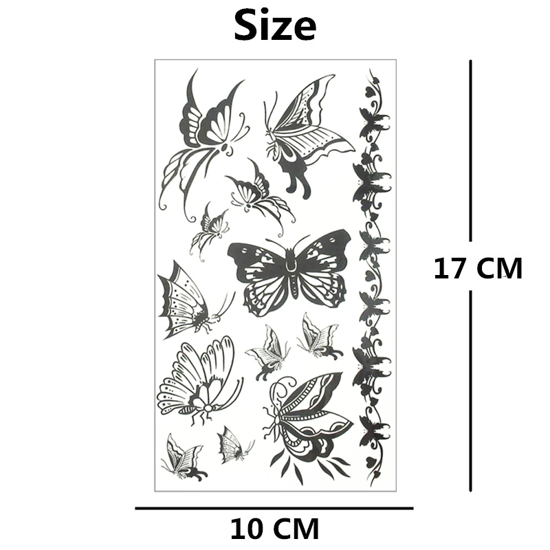 SHNAPIGN черная бабочка детская Временная тату-наклейка для боди-арта 10*17 см