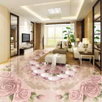 Free Shipping European style rose soft marble embossed floor mural 3D stereo living room self-adhesive floor sticker