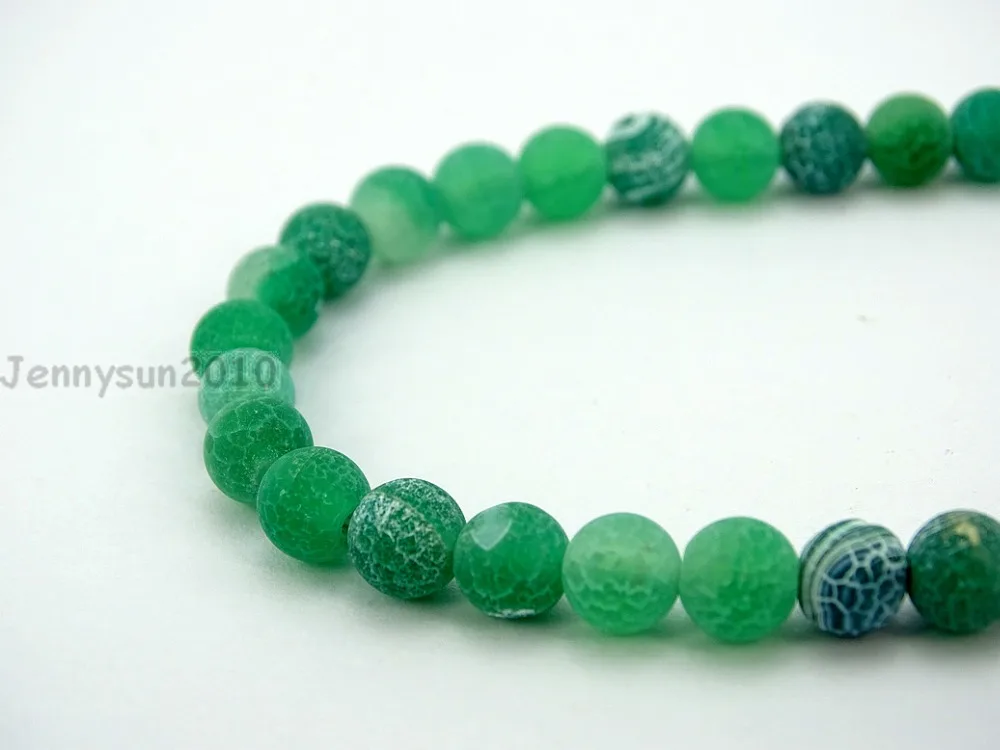 Зеленый Матовый Треск Огня Агатовые 4 мм Камней Круглый Шар Свободные Spacer Бисер 15