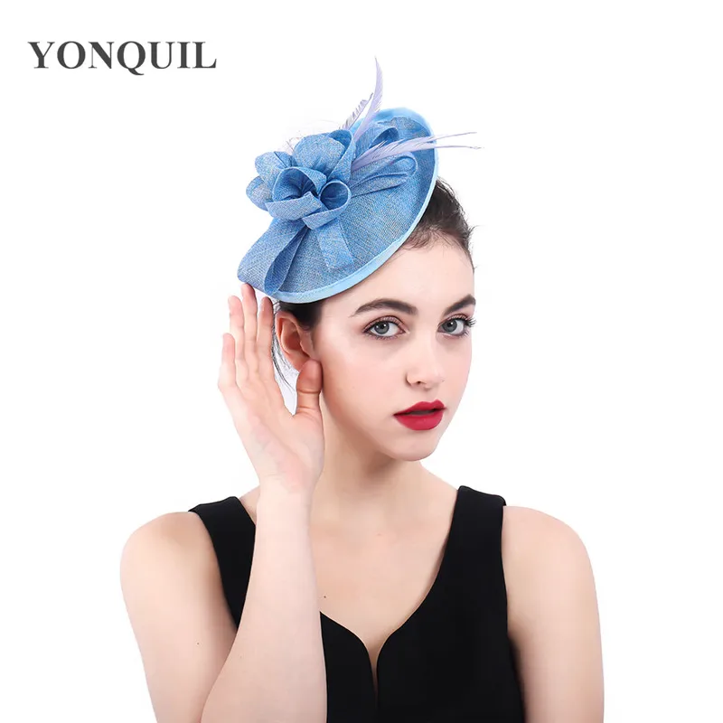 Женский фасцинатор Light blue Bridal из искусственного синамая для мероприятий и свадебной церемонии, на Кентукки Дерби, церковную свадьбу, на вечеринку и скачки.