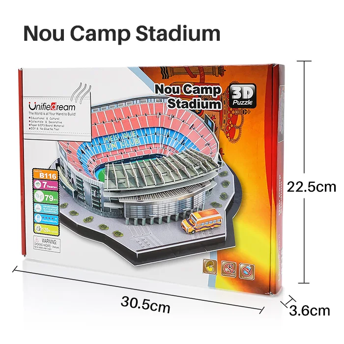 Camp Nou 3D головоломка футбольный стадион модель игрушки лагерь ноу FC Барселона Стэмфорд мост анфилд старый Траффорд бумажные строительные игрушки - Цвет: Camp Nou