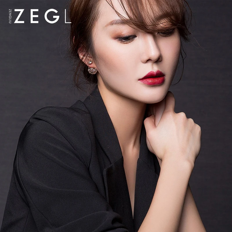 Женские двойные серьги ZEGL с покрытием из розового золота кольца|Серьги-гвоздики|