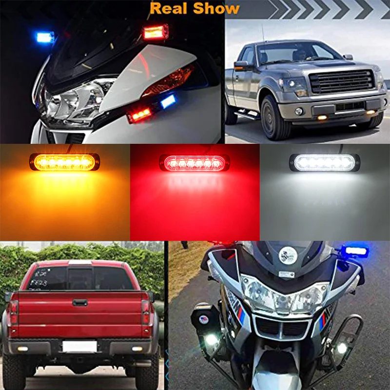 

1 PCS Truck Signal Light Warning Light 6 LED Car SUV Motorcycle Truck Strobe Light Universal Ultra-Thin 12-24V