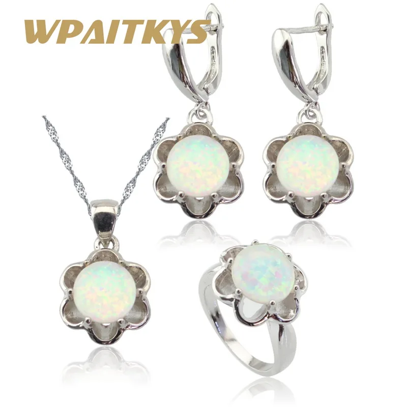 Австралия белый опал цветок Серебряный цвет Ювелирные наборы для женщин