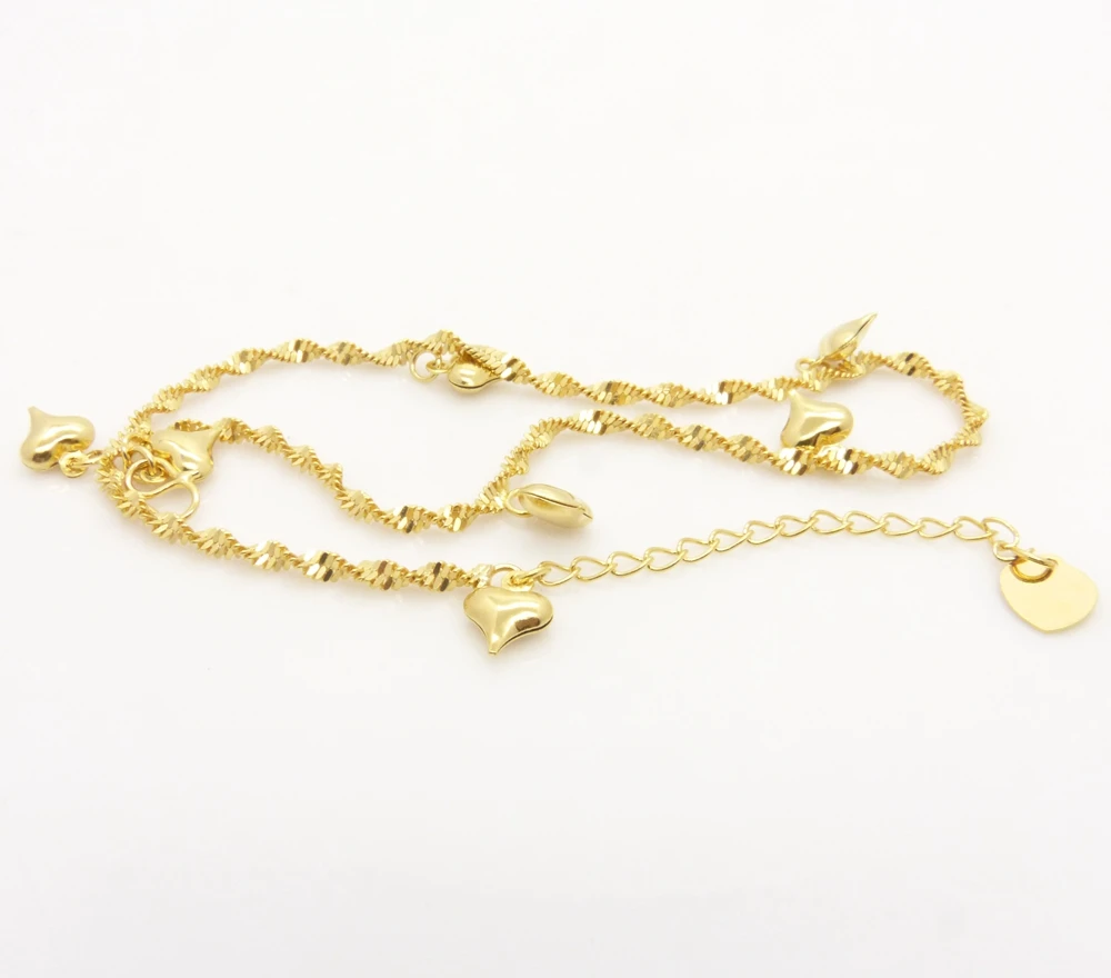 Браслет на ногу с сердцем и золотым наполнителем|link supply chain|chain link fence for salechain bracelet |