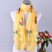 2020 brand scarf womens leaves flowers long shawl spring and autumn echarpe high quality organza lady elegant hijab wrap
