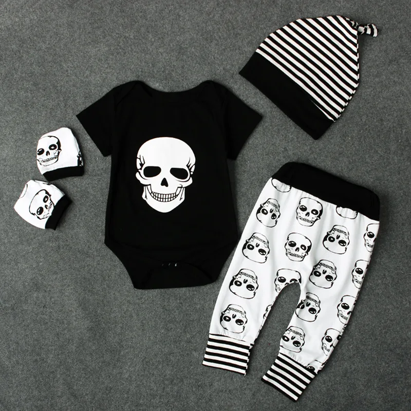 Halloween Baby Girls Boys Ghost Romper Children baby Cotton kids Romper+Pants +Hat+Sock |