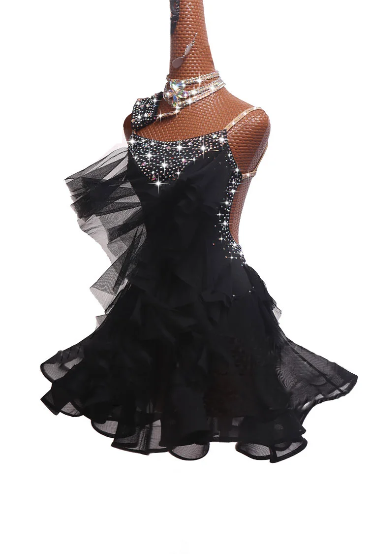 Платья для латиноамериканских танцев женщин/девочек костюмы певиц блестящая