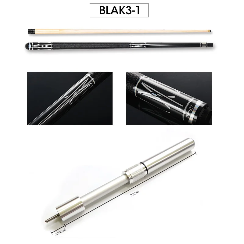 BLAK31 with Silver Новое поступление BLAK Бильярд Пул Cues Stick 13 мм 11,5 мм 9,5 мм с расширением черный/серебристый цвета Китай - Цвет: BLAK31 with Silver