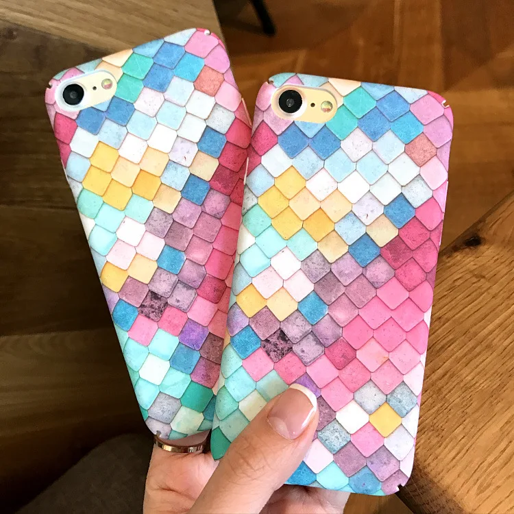 Жесткие 3D чехлы для iPhone 7 Plus 6 6S чехол с русалкой девочек в Корейском стиле цветной