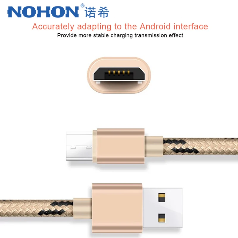 NOHON Micro USB нейлоновый зарядный кабель для Samsung Galaxy S7 S6 Huawei Xiaomi Быстрая зарядка