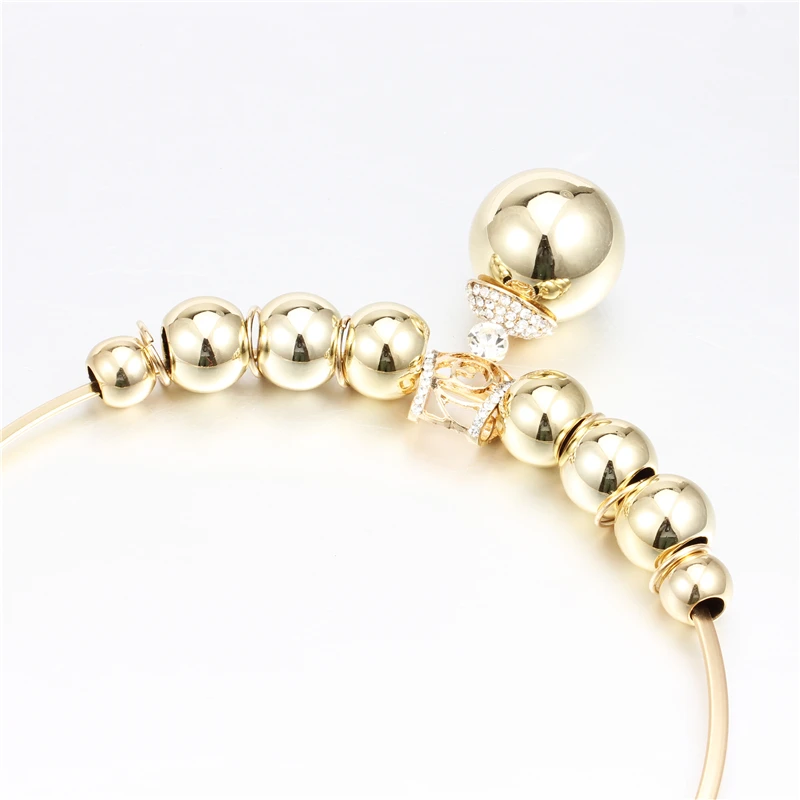 SOHOT Trendy Gold Silver Color Jewelry Sets Crystal Beads Balls Chunky Choker Statement Necklace Earrings Women Accessories Gift | Украшения