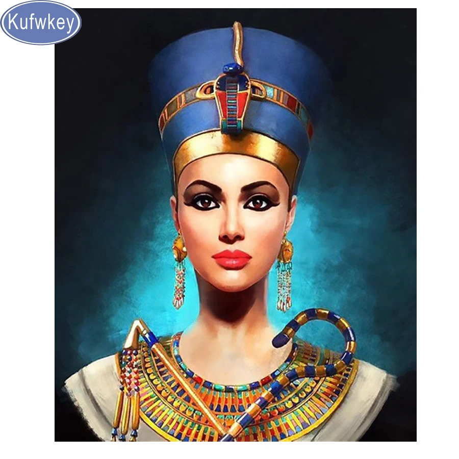 Полноразмерная Алмазная вышивка KUFWKEY королева nefertiti Египет алмазная живопись