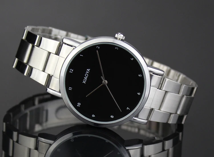 

Fashion Casual Women Men Love's Stainless Steel Watch White Black Dial Business Waterproof Quartz Wristwatch reloj hombre