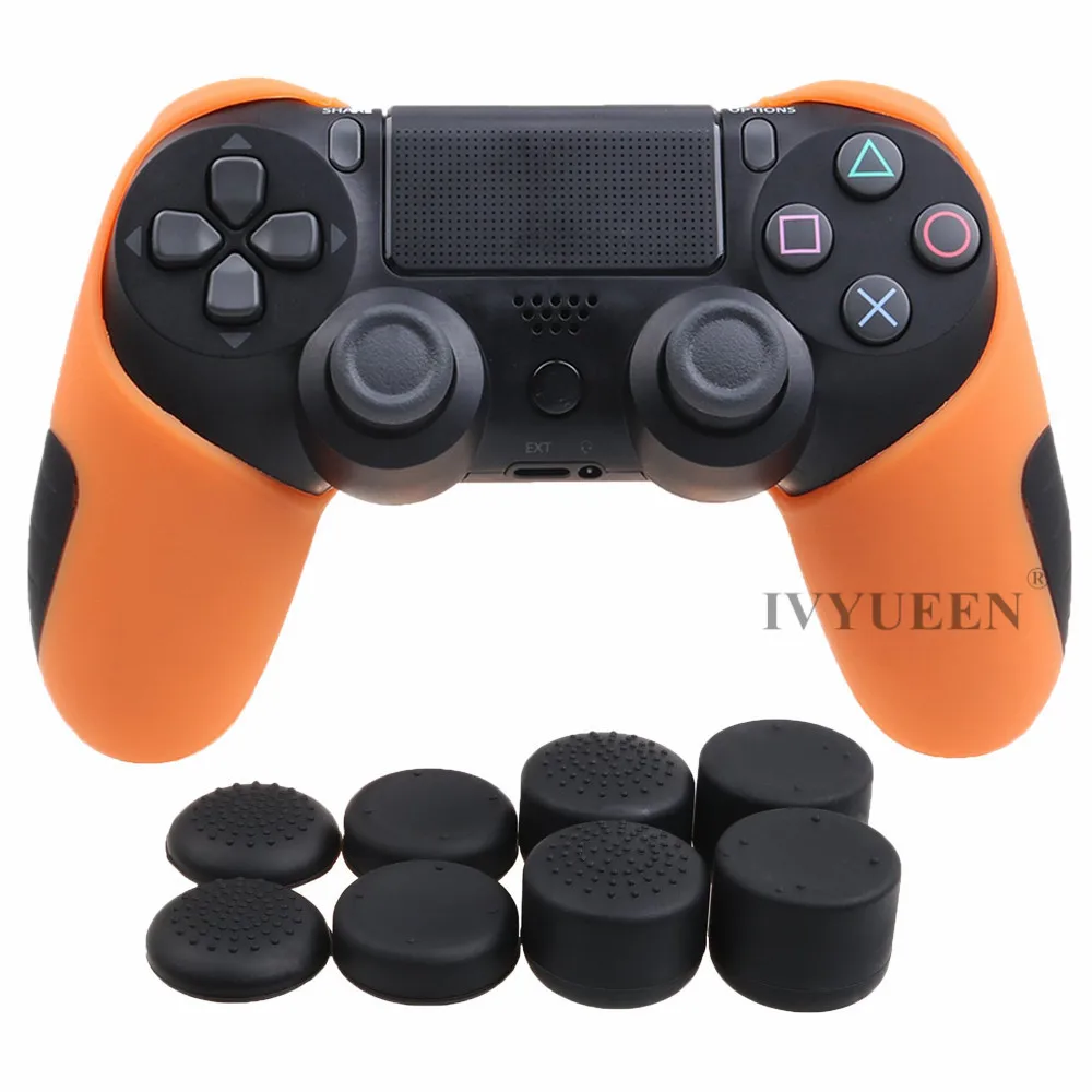 IVYUEEN Толстая Половина кожи для playstation Dualshock 4 PS4 Pro тонкий контроллер силиконовый чехол с 8 колпачками