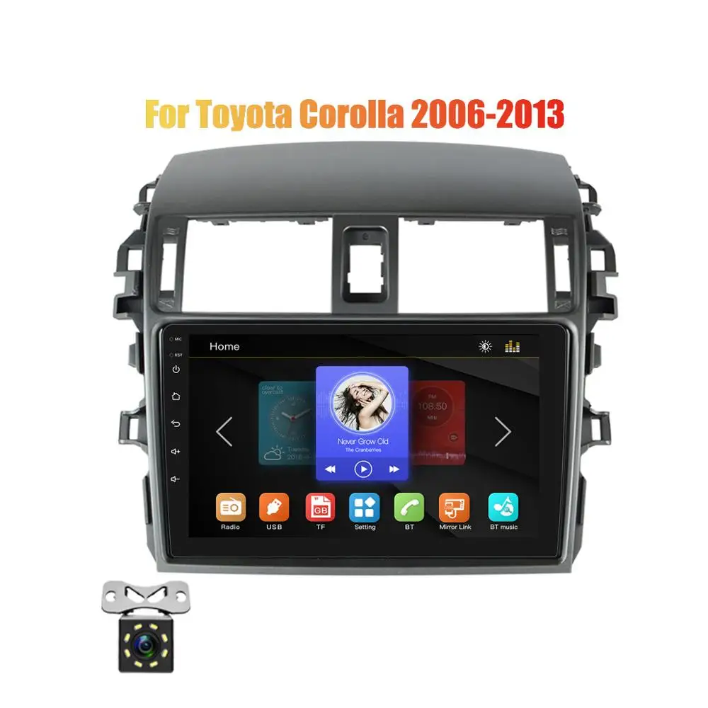 with 8 led camera 2din 9 дюймов Автомагнитола Mirrorlink Android Bluetooth Автомобильный мультимедийный MP5 плеер для Toyota Corolla 2008 2009 2010 2011 2012 2013 - Цвет: with 8 led camera