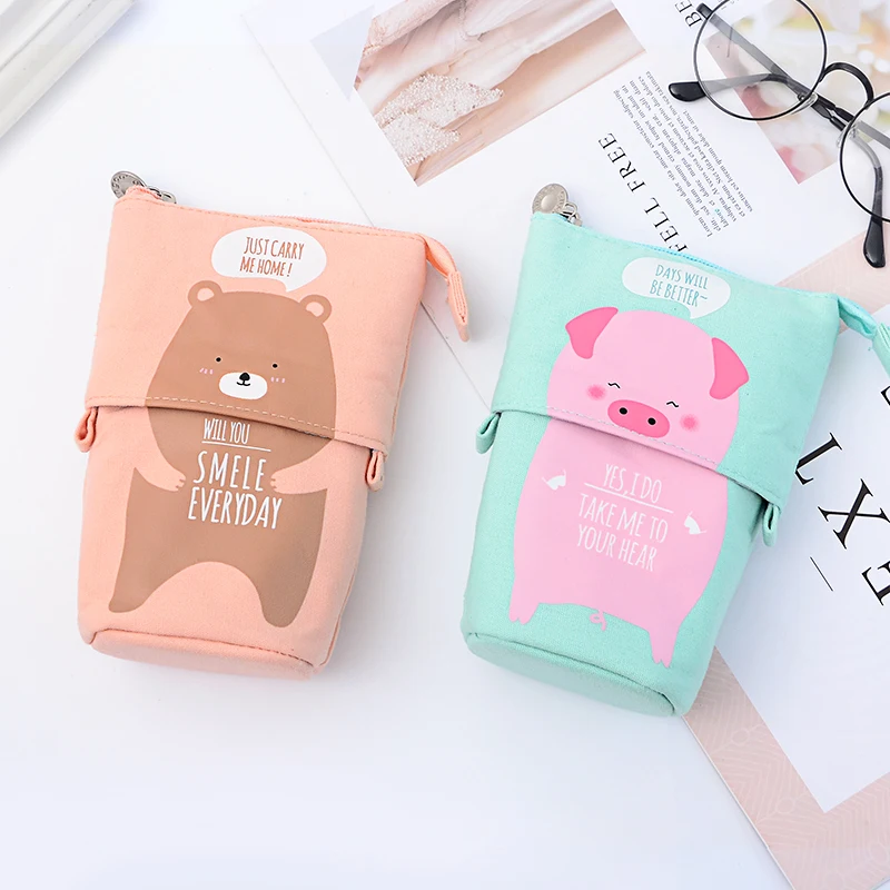 Чехол карандаш с мультяшным котом Kawaii животное холст сумка милая ручка коробка