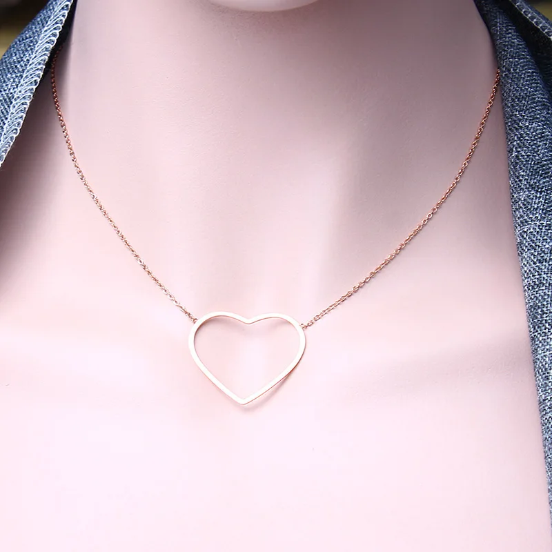 heart rose gold SHE WEIER ожерелье из нержавеющей стали с цепочкой лучшие друзья ожерелье с кулоном в форме сердца для женщин чокер ожерелье без ожерелья ювелирные изделия серебро золото - Окраска металла: heart rose gold