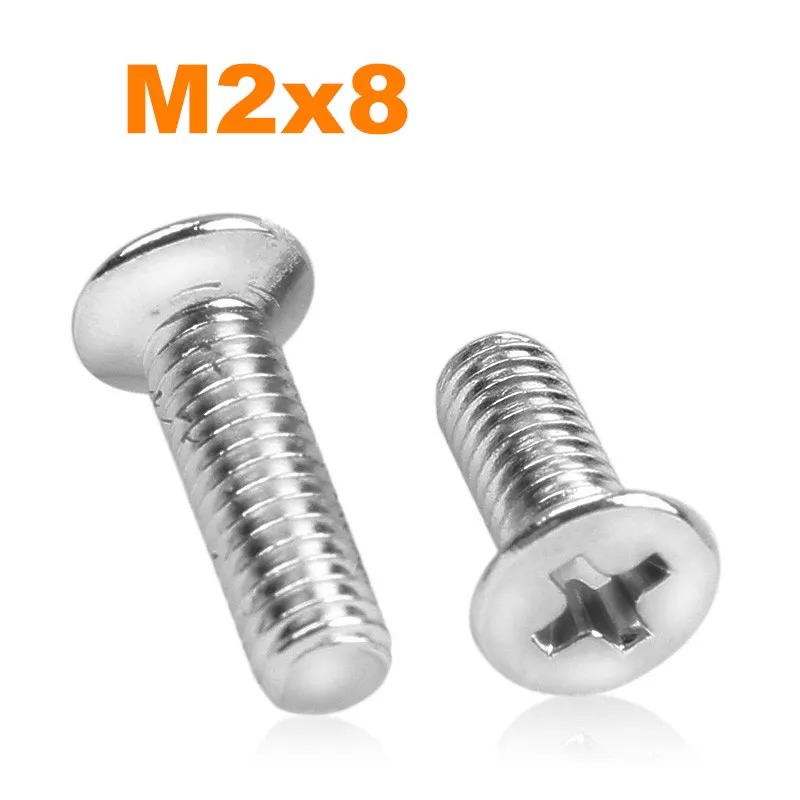 1000pcs/lot M2*8 Countersunk head philips micro machine screw nickel plated or black zinc KM