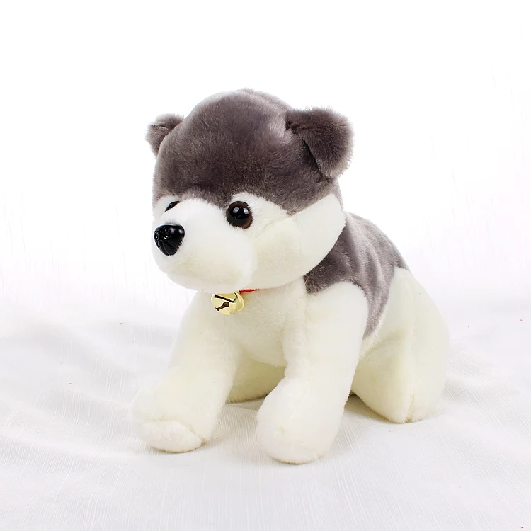 

about 18cm gray husky dog with bell plush toy baby toy birthday gift b0395