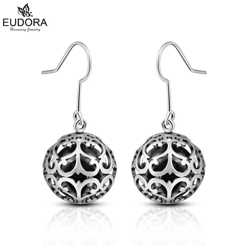 Серьги Eudora с помпонами для беременных, серьги Harmony Bola, латунные, металлические, ангел, звонящий, 12 мм, медальон шар, клетка, Женские Висячие серьги, ювелирные изделия