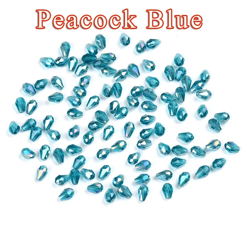 S34 Peacock Blue Высококачественные 100 шт граненые Австрийские хрустальные бусины в форме капли 6*8 мм стеклянные бусины в форме капли для изготовления ювелирных изделий браслет - Цвет: S34 Peacock Blue