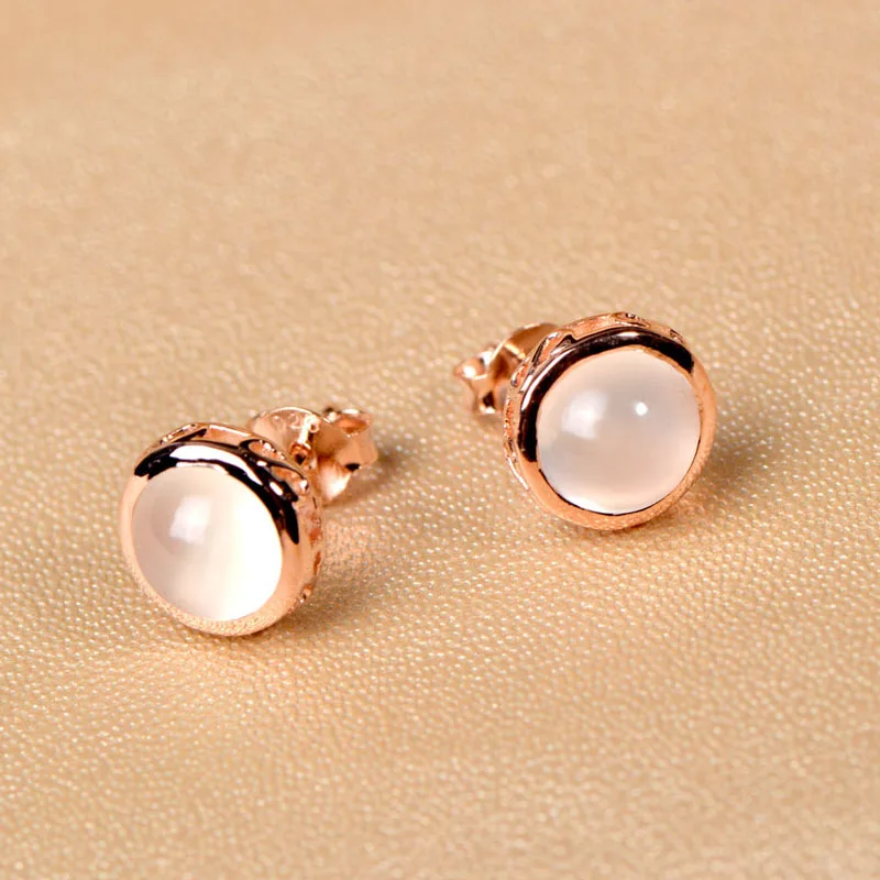 Very Thai 925 Silver Earrings natural imported Moonstone gold-plated earrings fashion all-match | Украшения и аксессуары