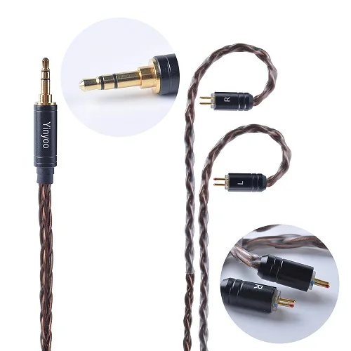 3.5pin Yinyoo 8 Core посеребренный медный кабель с MMCX/2pin для AS10 ZS10 PRO ZS5 ZSX ZST CC10 C16 CA4 C12 V80 V90 QT5 QT2 TFZ - Цвет: 3.5pin