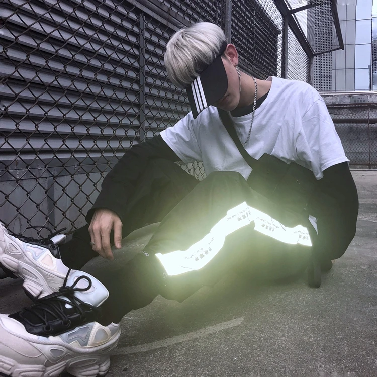 Новый Для мужчин женщин 3м Reflective с буквенным принтом штаны шаровары Штаны летняя