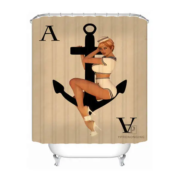 Shower Curtain Ванна Шторы для Ванная комната пользовательские Pin Up модная одежда для девочек Декор для дома душ Шторы Водонепроницаемый ткань крючки#180417-01- 61 - Цвет: Shower Curtain