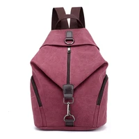 pretty style pure color canvas women backpack college student school book bag leisure backpack travel bag