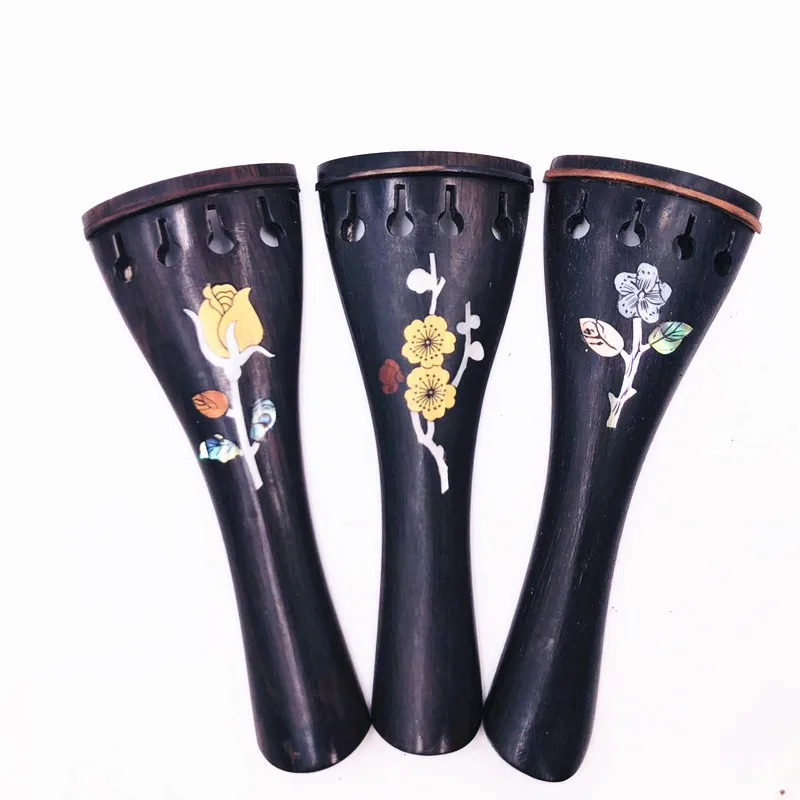 1 шт. 4/4 Ebony Скрипка Хвостовая инкрустация красивый цветок