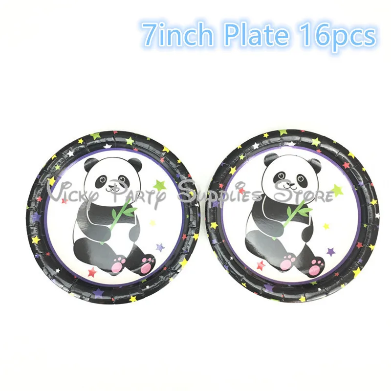 7inch plate 16pcs 16 шт./лот животное панда из мультфильма одноразовые 7 дюймовая пластина, комплект с рисунком панды, день рождения, детский душ Бумага пластины столовые приборы для вечеринки - Цвет: 7inch plate 16pcs