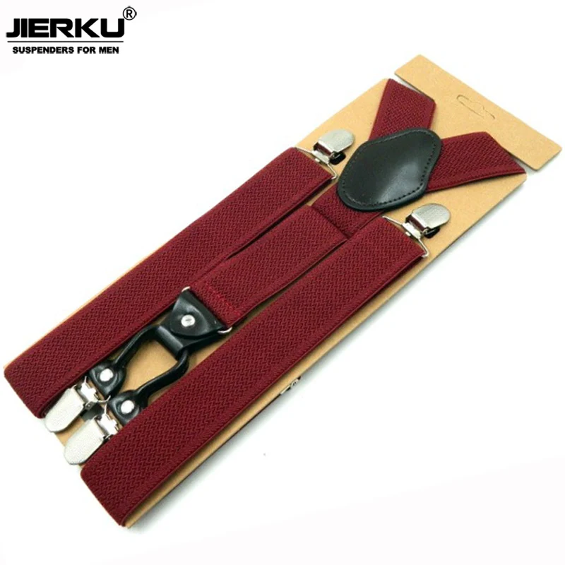 JIERKU подтяжки для женщин мужские подтяжки кожи 4 зажимы Suspensorio модные штаны ремень отец/мужа подарок tirantes Hombre JK4C09