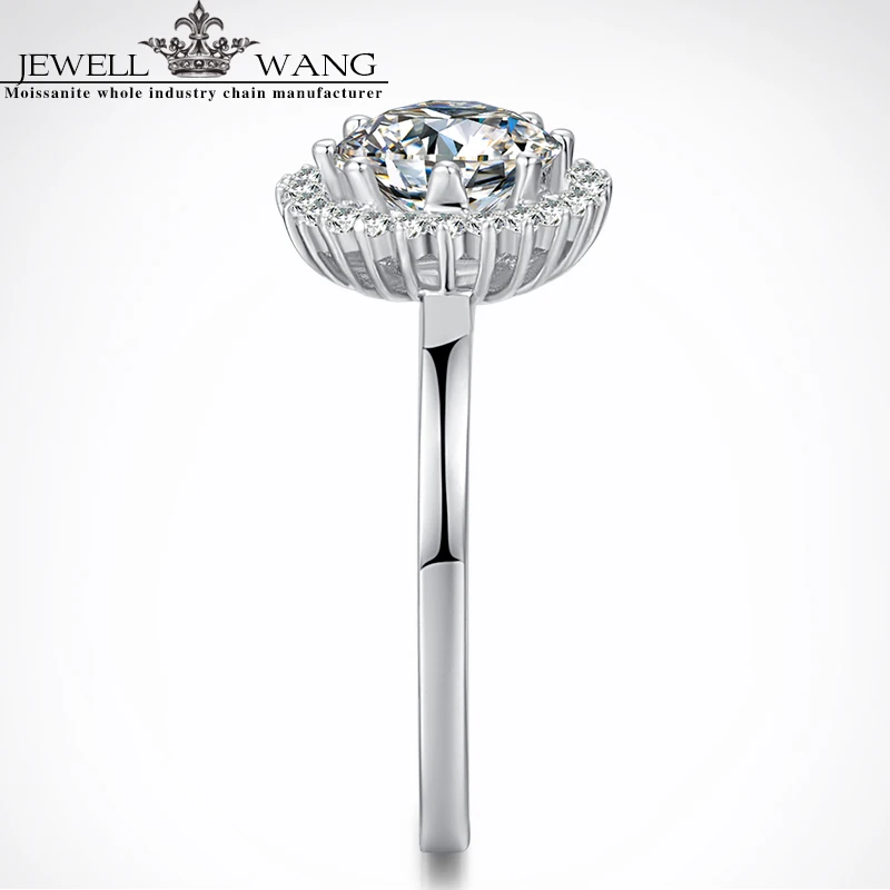 

Jewellwang Moissanite Rings Original Flower Design 1.00ct Carat 18K White Gold Engagement Rings For Women Fine Jewelry Girl Gift