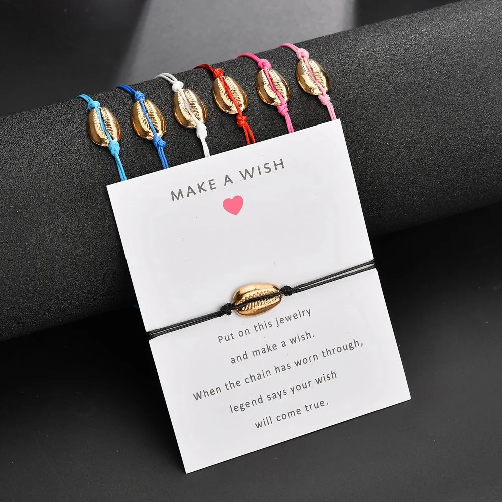 MLING Fashion Gold Alloy Multicolor Rope Chain Bracelet Vintage Shell Bracelet For Women