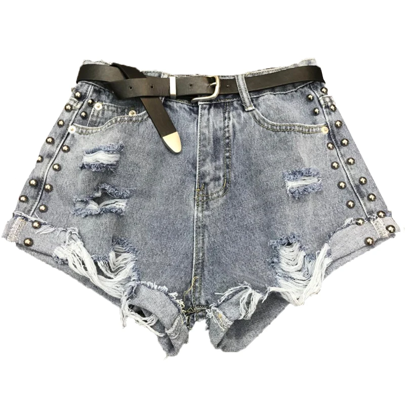 Оптовая продажа джинсовые шорты с бахромой шитыми заклепками бисером широкими