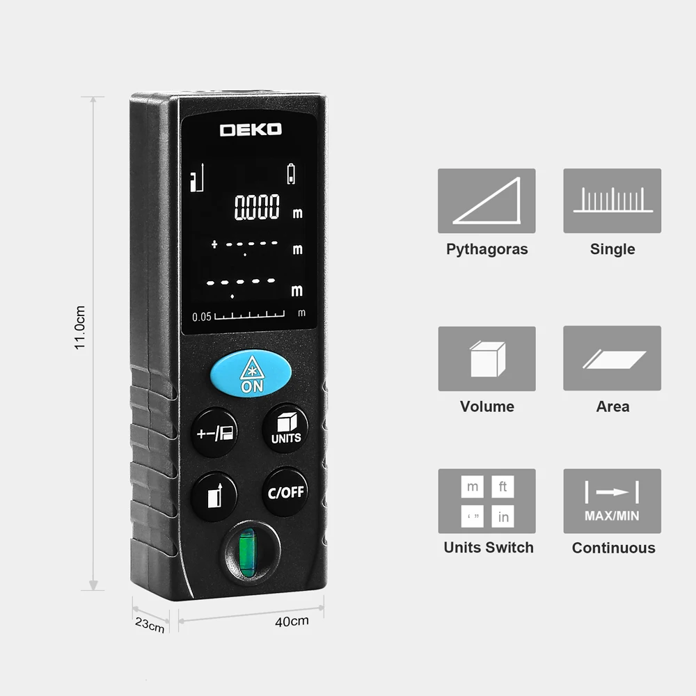 Ручной лазерный дальномер DEKO LRD110 70 м|Лазерные дальномеры| |