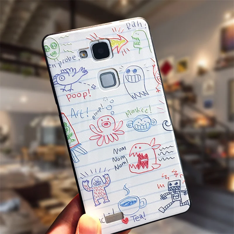 Чехол для huawei Honor 7, Fundas, рельефный рисунок, Премиум, мягкий, ТПУ, капа, задняя крышка, чехол для мобильного телефона, бампер, 5,2 дюймов, Coque Fundas