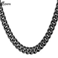 black chain curb cuban necklace for men punk rock style wholesale black gun color gift fashion jewelry n838g