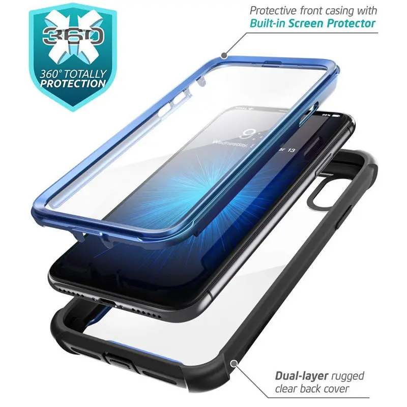 Чехол для iphone Xs Max, 6,5 дюймов,, Серия i-Blason Ares, полный корпус, прочный, прозрачный, бампер, чехол со встроенной защитной пленкой