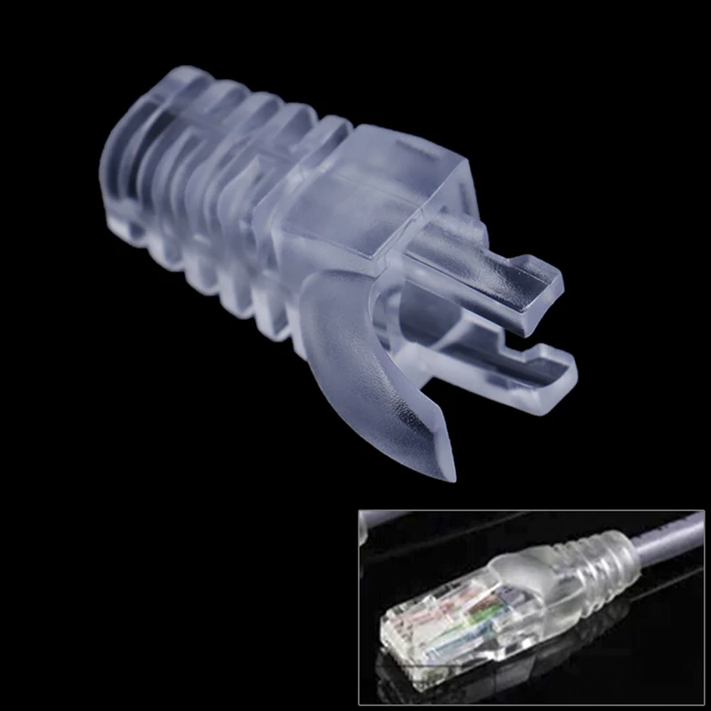 100 шт. cat6 rj45 прозрачный разъём Ethernet крышка ПК коготь рукав для защиты кабелей