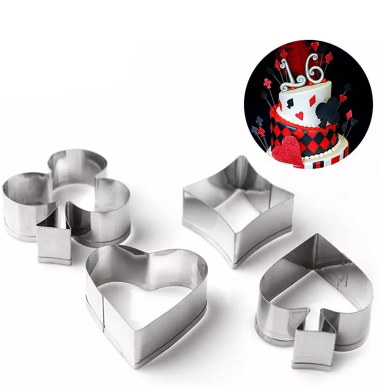 4 шт./компл. форма для покерных карт печенья из нержавеющей стали 3D тортов помадка