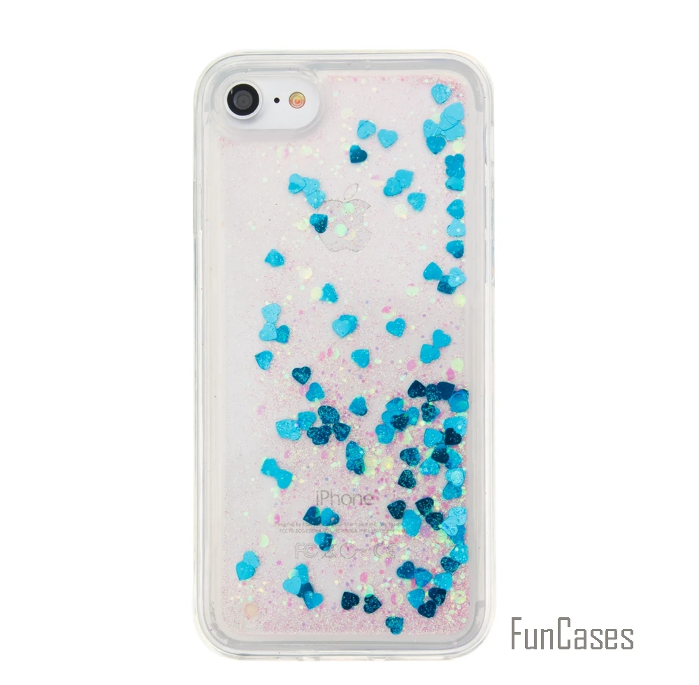 Coque Bling Love Heart Stars Мягкий ТПУ чехол для телефона iPhone 7 Funda Quicksand сотовый Чехол Plus