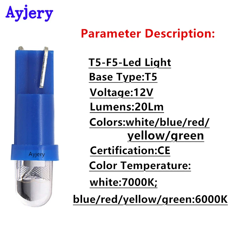 AYJERY 100 шт. T5 74 Универсальный 12 В светодиодный чип F5 1 SMD автомобильный клиновидный