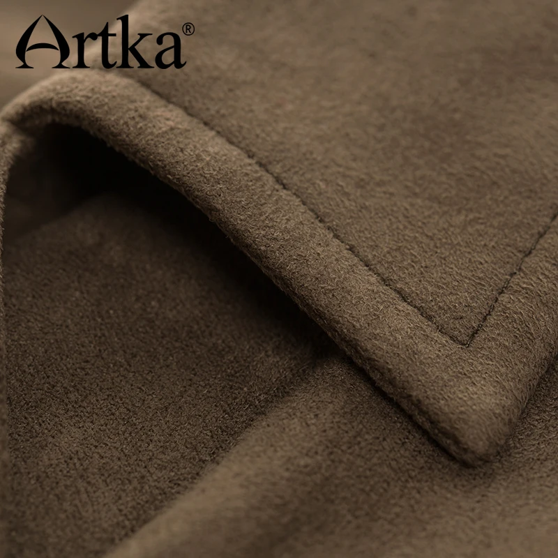 ARTKA, Осенний Женский Тренч, рукав-фонарик, женский длинный Тренч, замшевое пальто, элегантный Тренч, женская Свободная верхняя одежда, WA10272Q